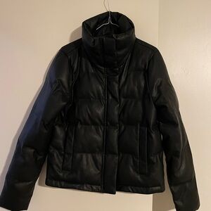 Leather Puffer Coat